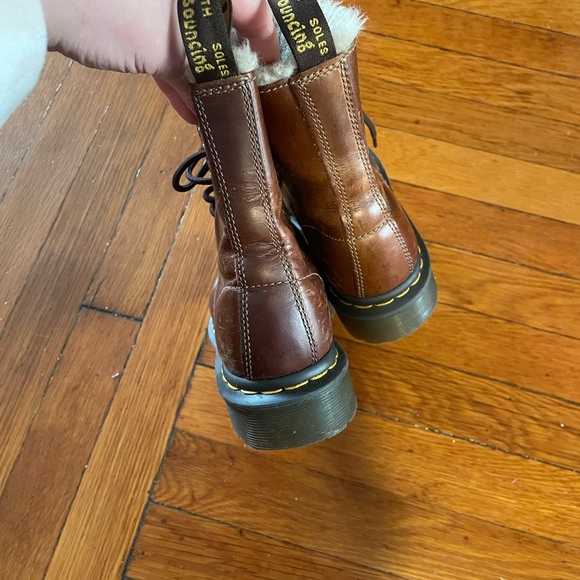 Dr Martens 1460 Serena WOMEN'S FAUX FUR LINED LACE UP BOOTS brown - Picture 4 of 6